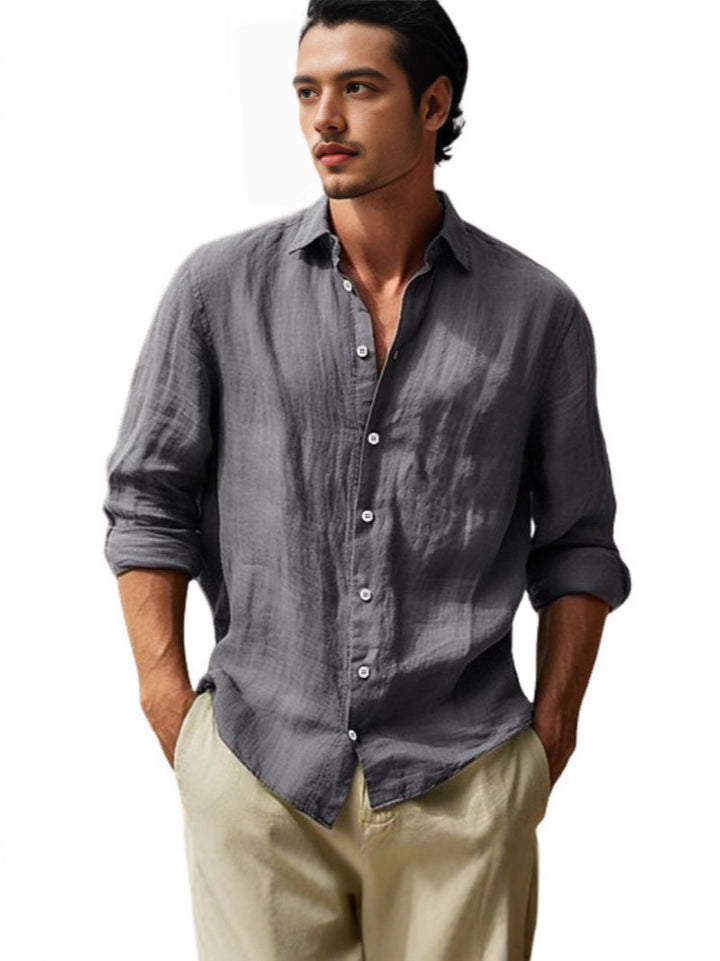 Light linen shirt for men with short button placket and relaxed fit Lune London