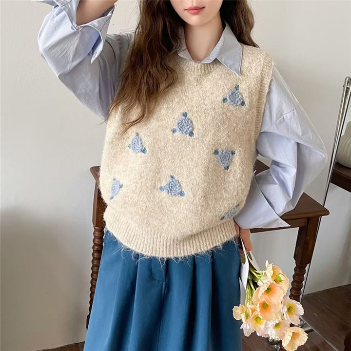 Ladies' knitted sweater with floral pattern Lune London