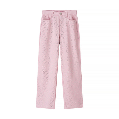 High-waisted carrot pants for women with textured pattern Lune London
