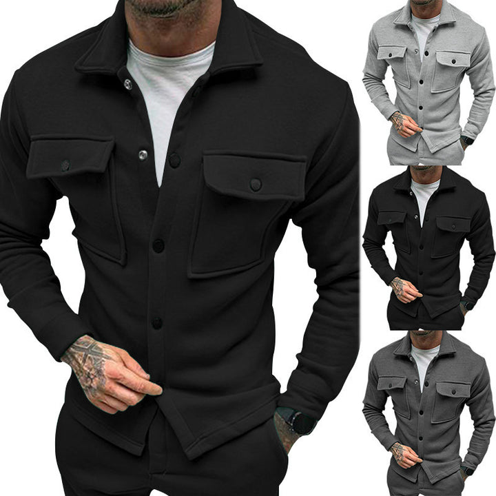 Robust flannel jacket for men with practical chest pockets and modern high collar Lune London