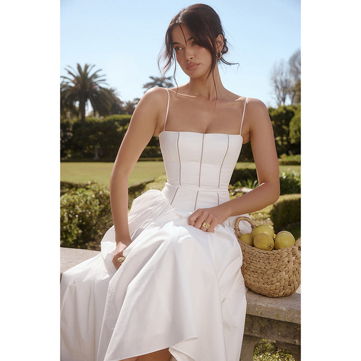 Women's Elegant Maxi Dress with Slim Fit and Gathered Design at the Waist
