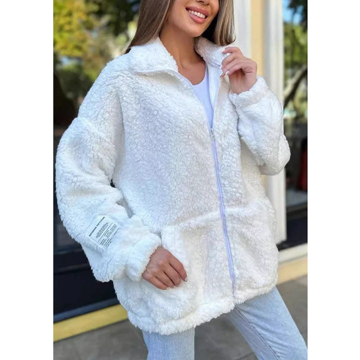 Ladies Cozy Fleece Jacket with High Collar and Practical Pockets Lune London