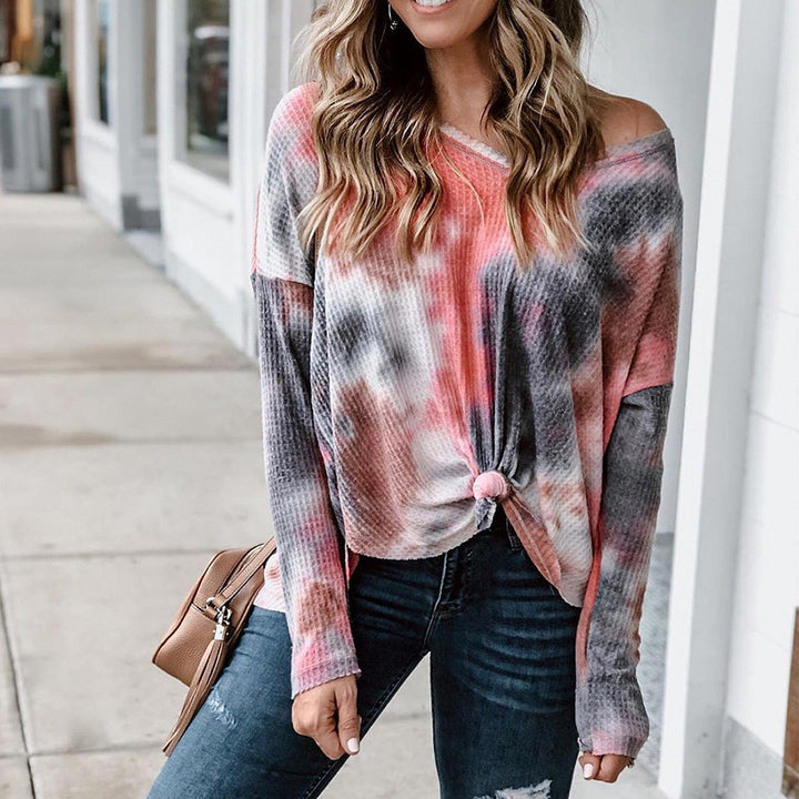 Waffle knit off-the-shoulder top for women Lune London
