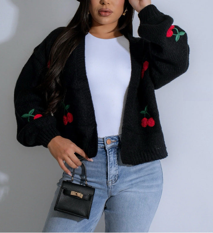 Ladies' vest with cherry embroidery Lune London