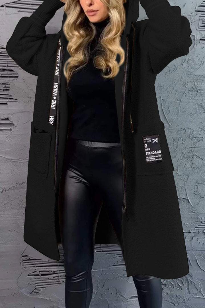 Long coat for women with pockets and hood Lune London