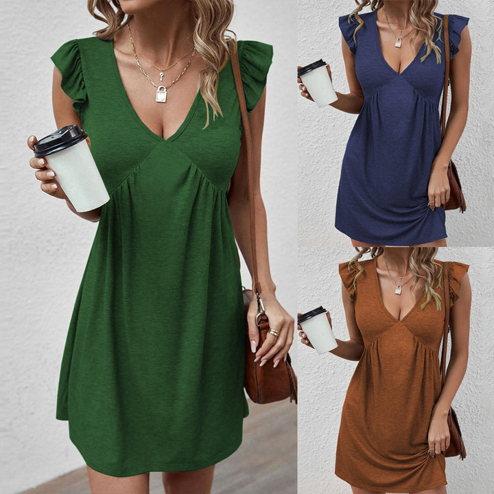 Robe décontractée pour femmes avec décolleté en V et découpes en volants Chic & Stil