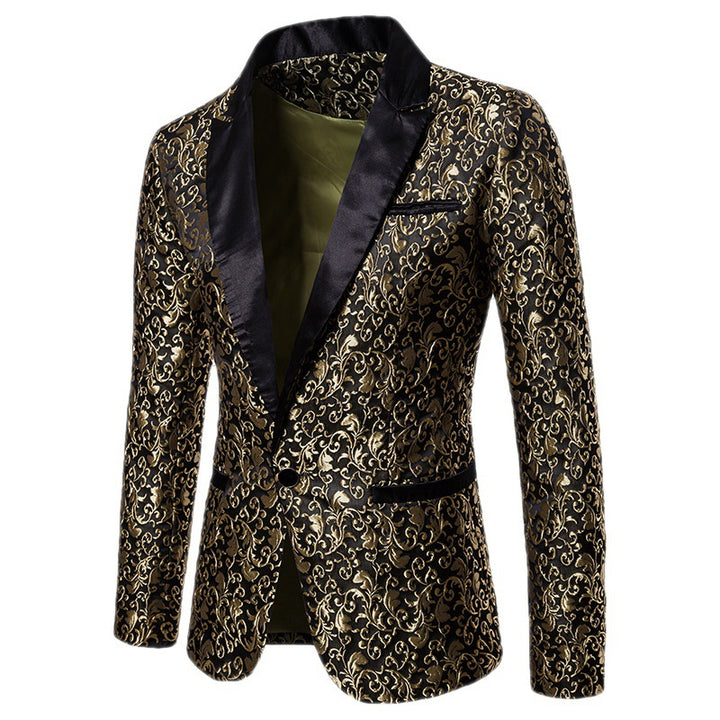 Men's elegant blazer with elaborate pattern and satin trim Lune London