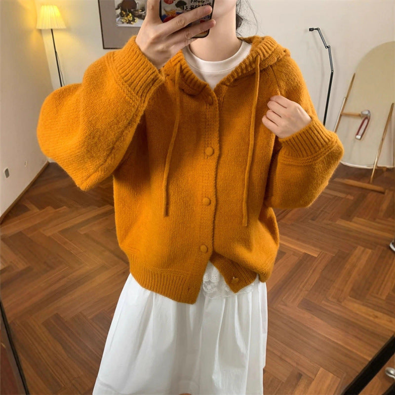 Cardigan oversized confortable pour femmes avec capuche et détails de boutons Chic & Stil