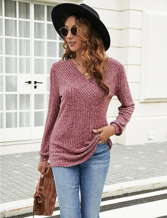 V-neck textured sweater for women Lune London