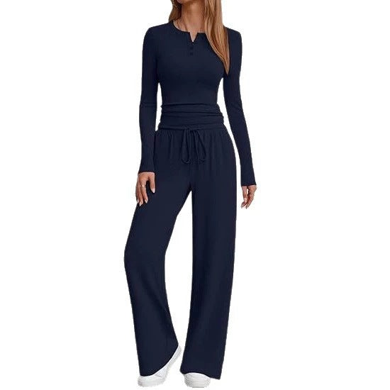 Ladies Long Sleeve Lounge Set with Adjustable Waist Drawstring Lune London