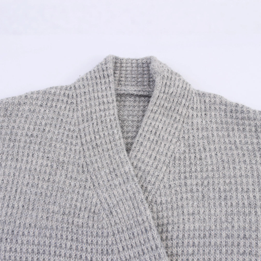 Knitted jacket for women with double-breasted and high collar Lune London