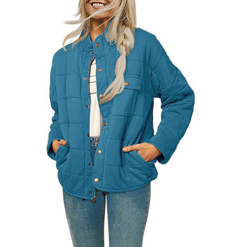 Quilted jacket for women with decorative button Lune London