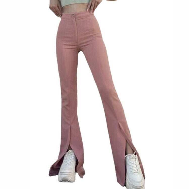 Flared pants for women with side slits and high waist Lune London