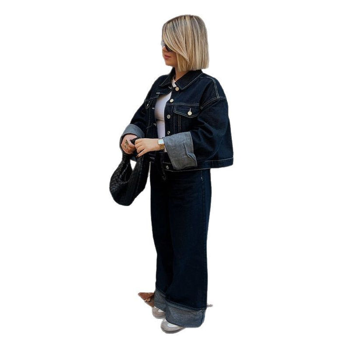 Pantalons en denim larges pour femmes avec ourlet retroussé Chic & Stil