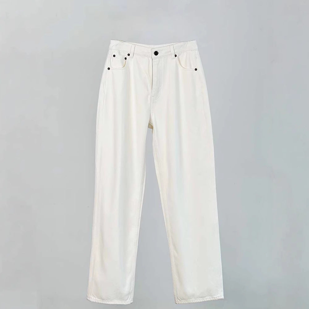 Jeans blancs classiques pour femmes à coupe décontractée Chic & Stil