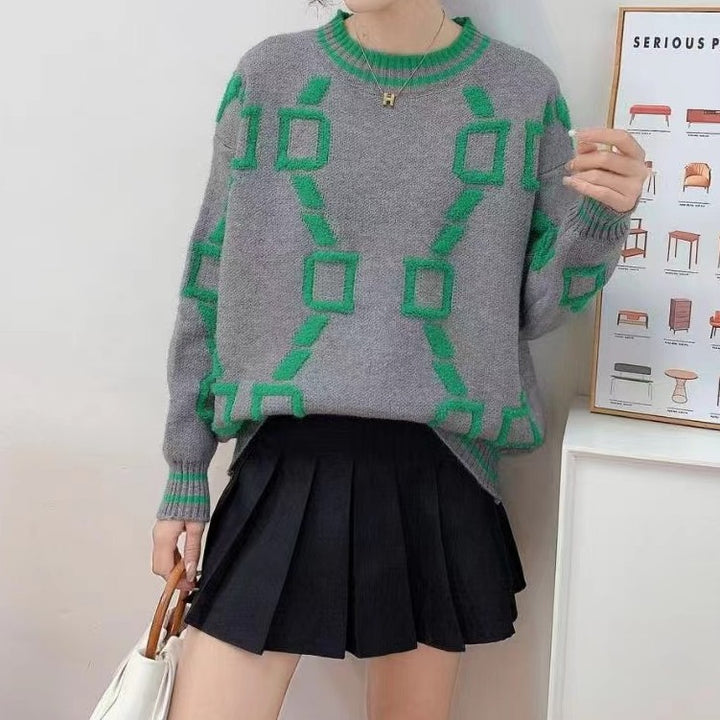 Ladies Fashion Sweater with Geometric Pattern Lune London