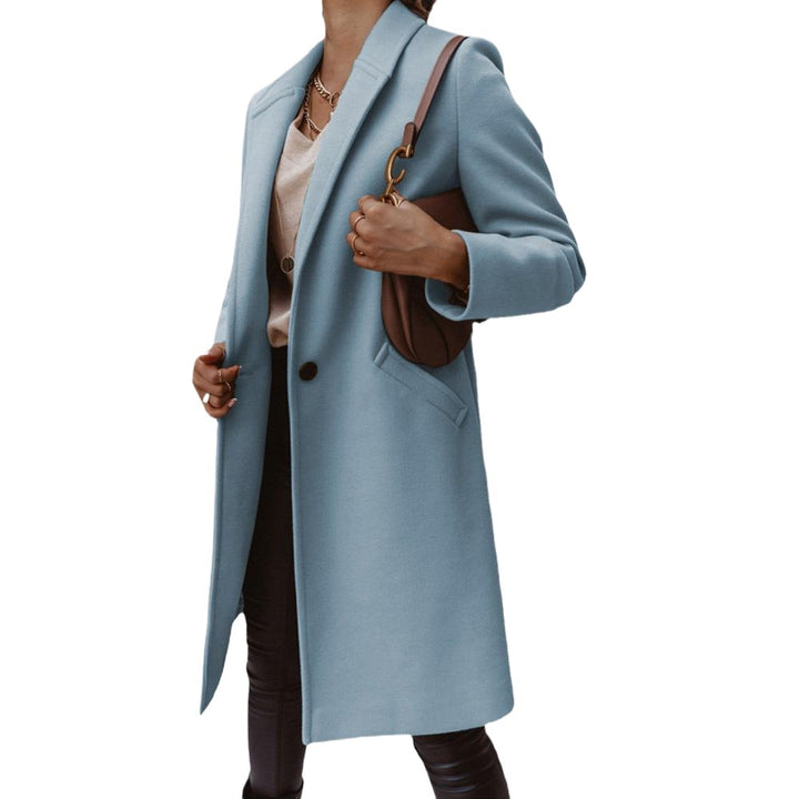 Ladies elegant long coat in high-quality wool blend with classic lapels Lune London