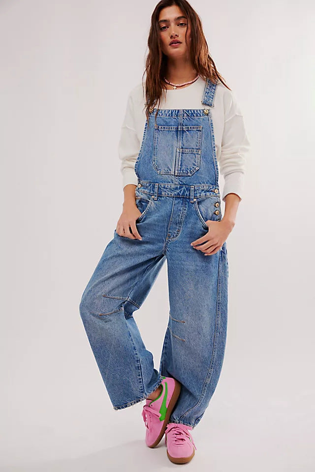 Women's casual denim overalls with a modern cut and adjustable straps Lune London