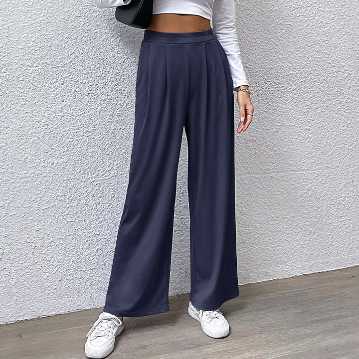 Wide chino pants for women with elegant draping and high waist Lune London