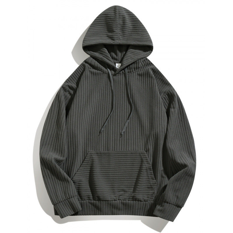 Men's casual hoodie with a textured striped pattern and practical pockets Lune London