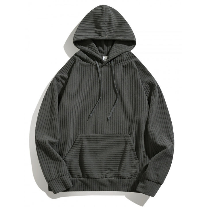 Men's casual hoodie with a textured striped pattern and practical pockets Lune London