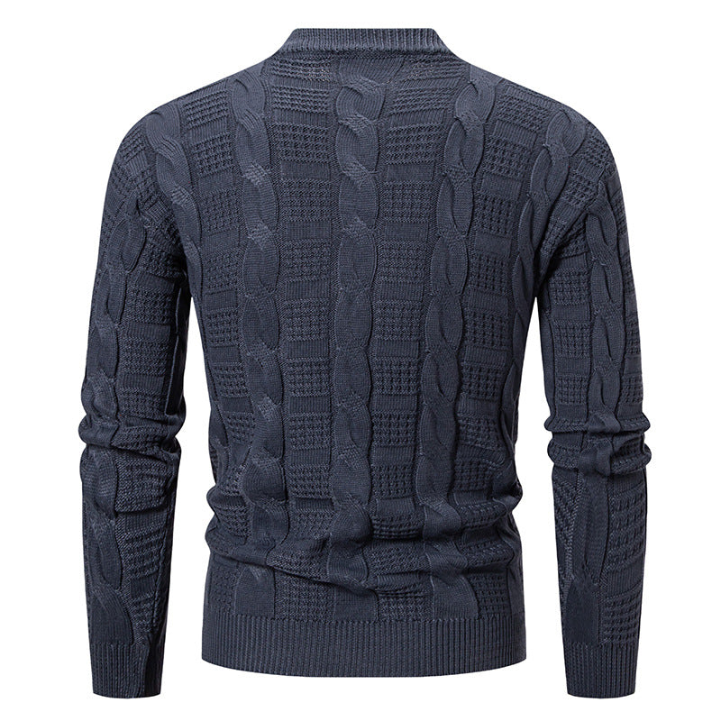 High quality chunky knit men's sweater with high collar and decorative pattern Lune London
