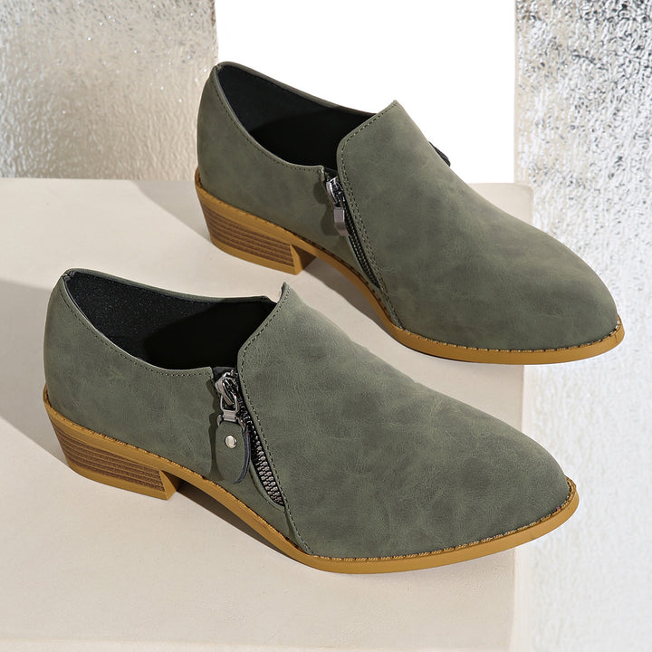 Women’s biker ankle boots with trendy zipper and comfortable sole Lune London