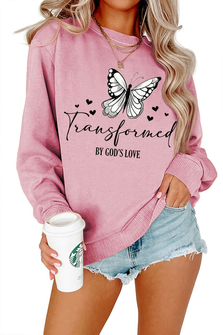 Sweatshirt pour femmes avec motif de papillon artistique et slogan inspirant Chic & Stil