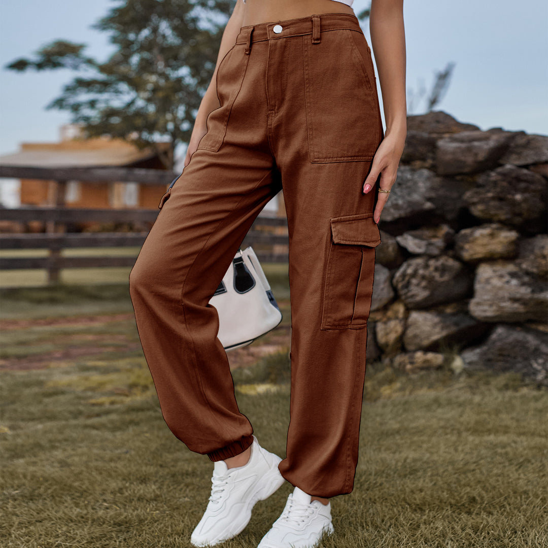 Women's cargo pants with side pockets and high waist Lune London