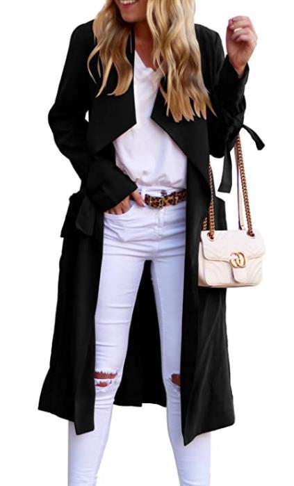 Fluid trench coat for women with tie belt and large collar Lune London