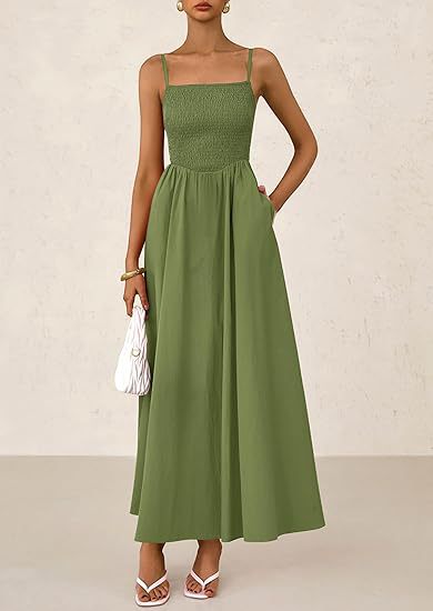 Maxi dress for women with elastic top and flowing skirt Lune London