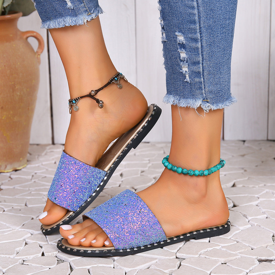 Glamorous rhinestone slide sandals for women Lune London