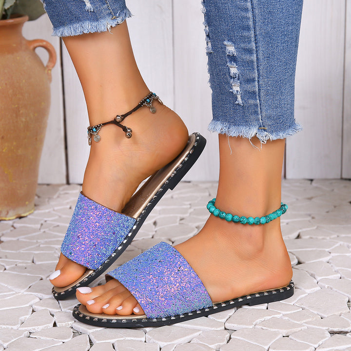 Glamorous rhinestone slide sandals for women Lune London