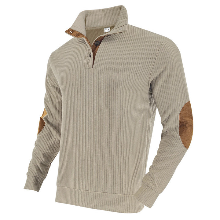 Casual knitted sweater for men with a fashionable collar and elbow patches Lune London