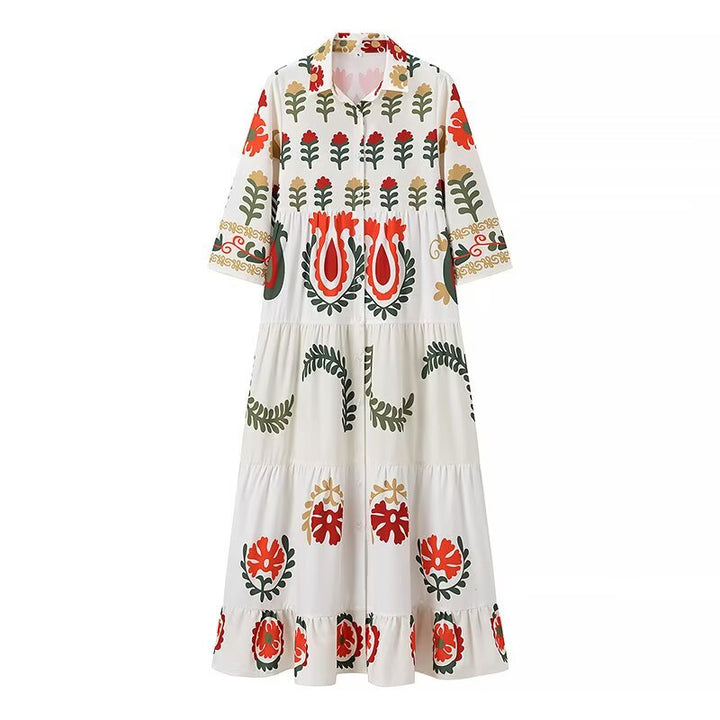 Women's maxi dress with floral pattern and flowy hem Lune London