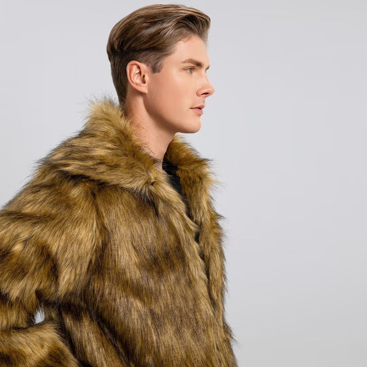 Luxury faux fur coat for men with hood Lune London