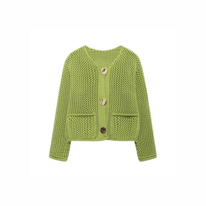 Ladies' knitted cardigan with openwork pattern and practical pockets Lune London