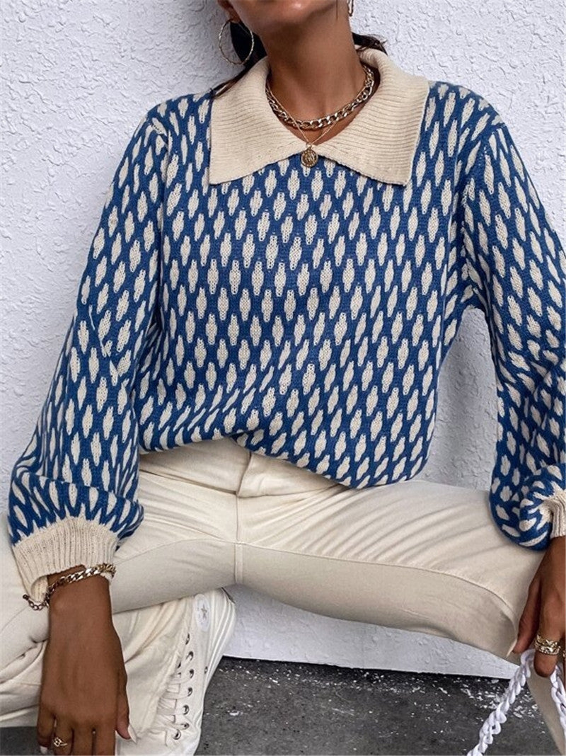 Pull femme designer avec col contrasté Lune London