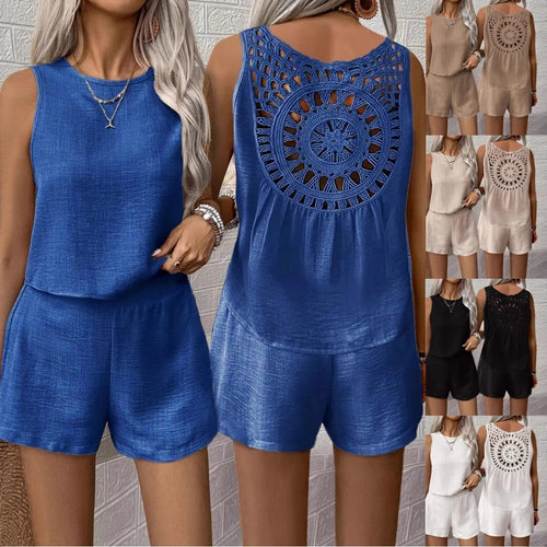 Women Boho Chic Crochet Back Jumpsuit Lune London