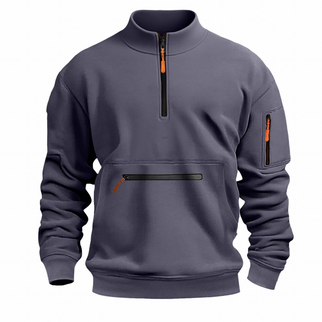 Function sweater for men with half-zip and practical pockets Lune London