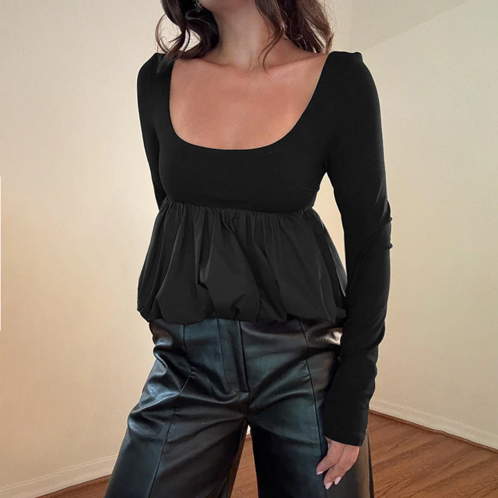 Ladies Elegant shirt with pleated design and wide hem Lune London