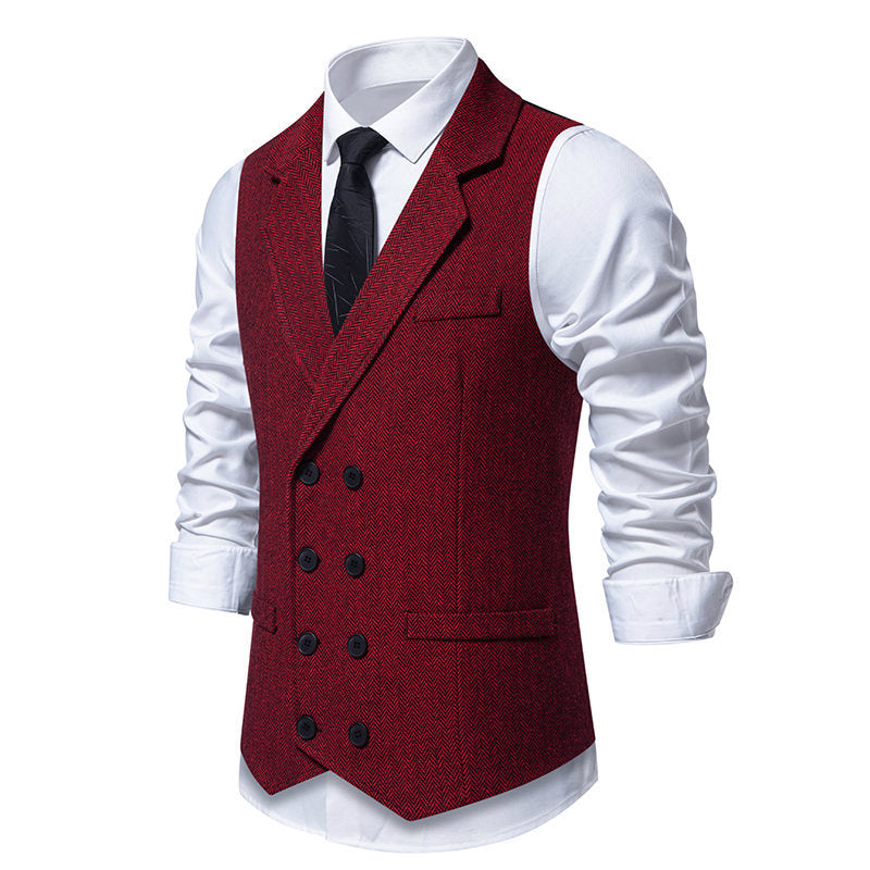 Elegant men's herringbone waistcoat with double-breasted buttons Lune London