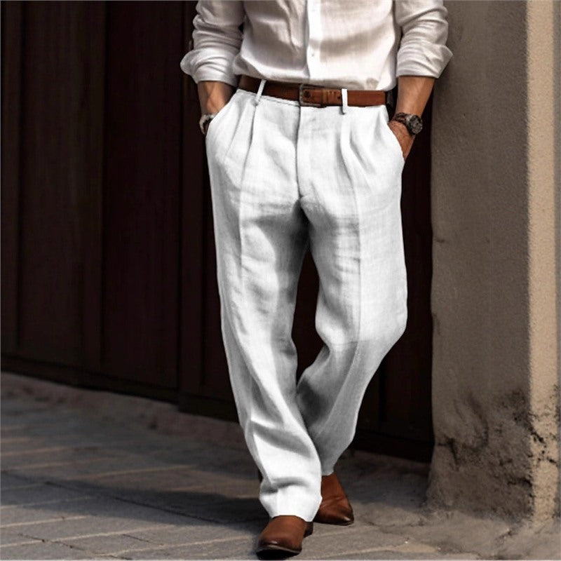 Pantalon en lin élégant pour hommes avec coupe décontractée et poches pratiques Chic und Stil