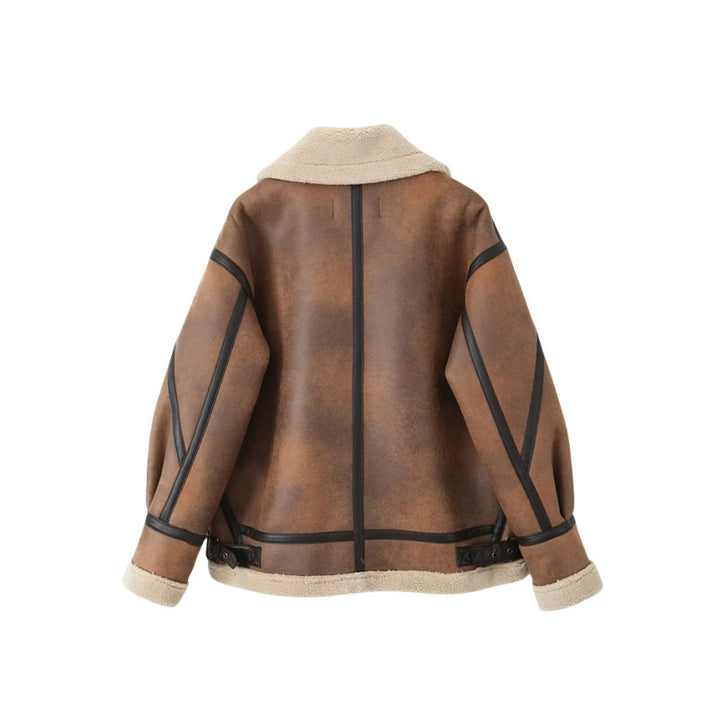 Trendy faux leather jacket for women with elegant high collar Lune London