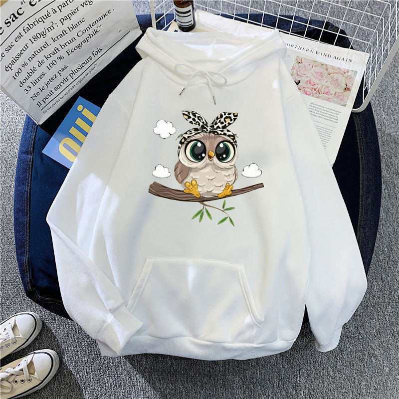 Women's hooded sweatshirt with cute owl motif Chic & Stil