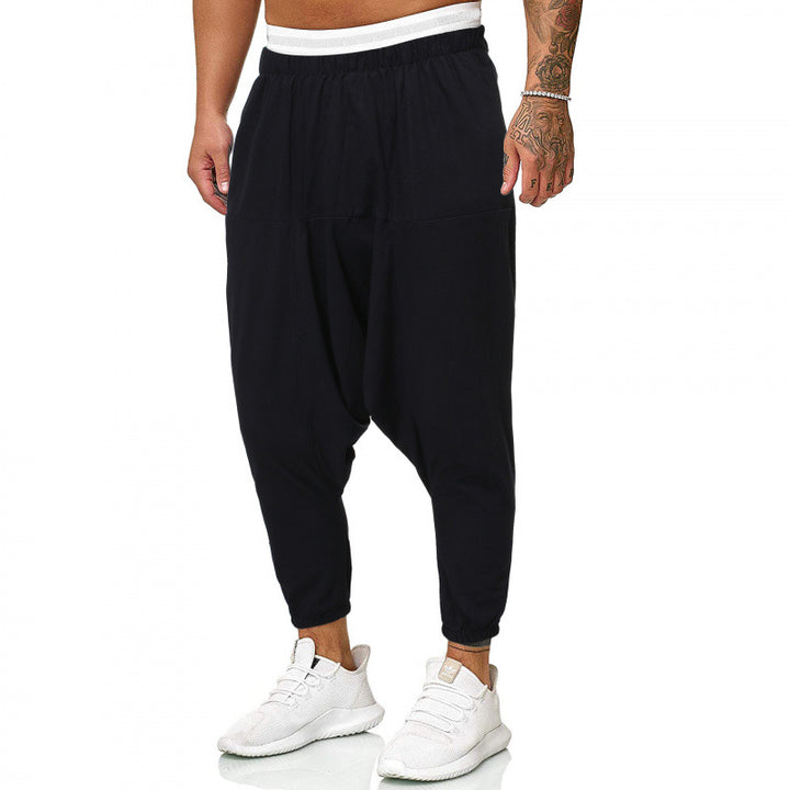 Comfortable harem pants for men with elastic waistband and side pockets Lune London