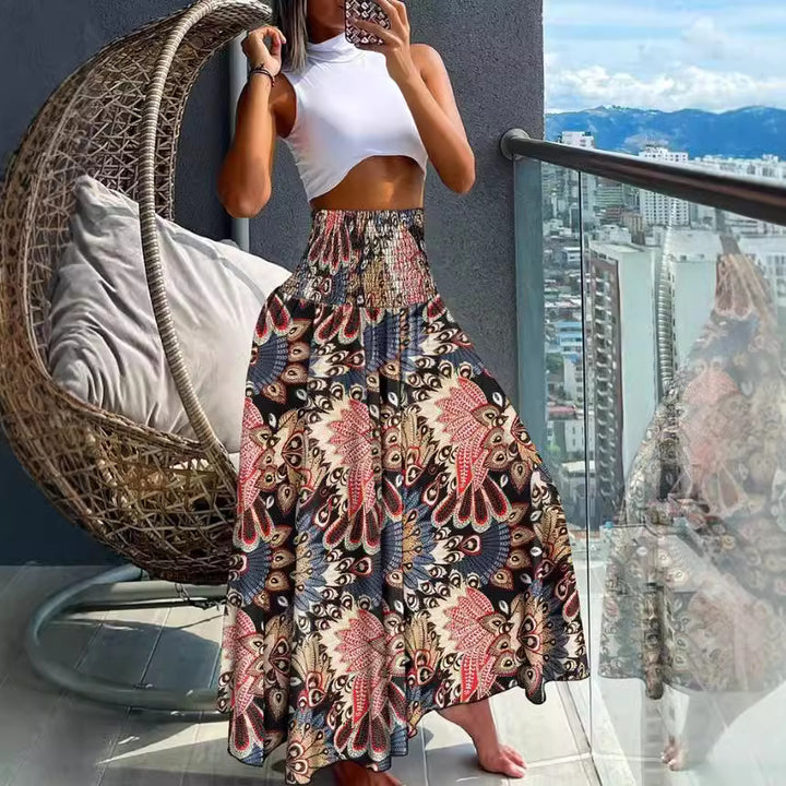 Boho maxi skirt for women with elastic waist Lune London