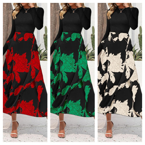 Maxi skirt for ladies with floral ornaments and a flexible waist Lune London