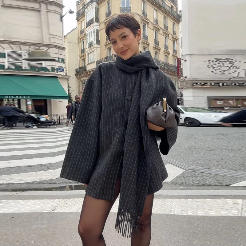 Oversized jacket for women with fringe details Lune London