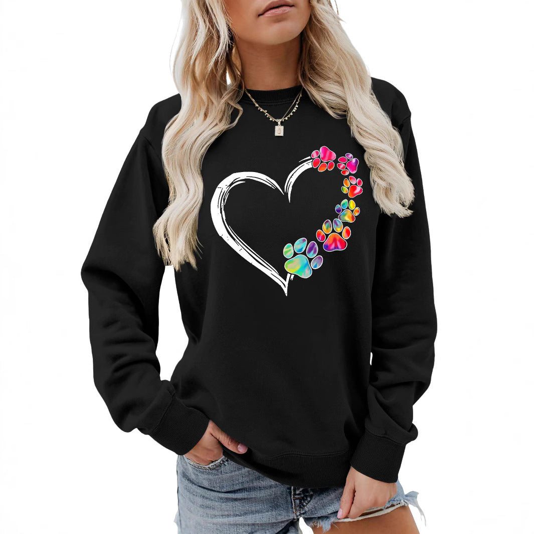 Sweatshirt pour femmes avec design créatif de cœur en forme de patte Chic & Stil